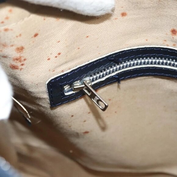 Christian Dior Trotter Canvas Hand Bag Navy Gold Auth 126103 - Picture 13 of 16